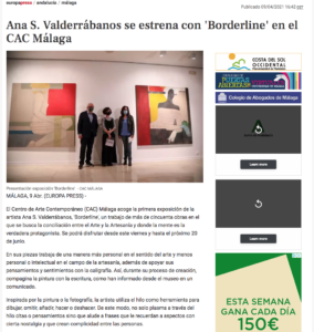 Nota de Prensa Europa Press Málaga Ana Valderrábanos Borderline